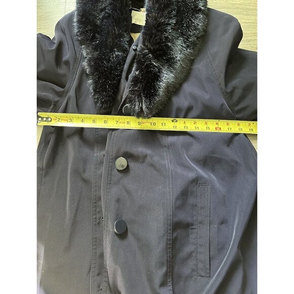 Jacques Vert Purple Plum Long Overcoat Button Up Faux Fur Trim Women’s - Picture 10 of 11